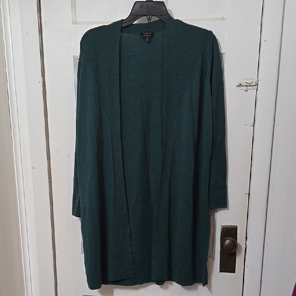 Talbots Green Open Front Cardigan Size 1XP Long Sleeve Side Slits - Picture 1 of 7